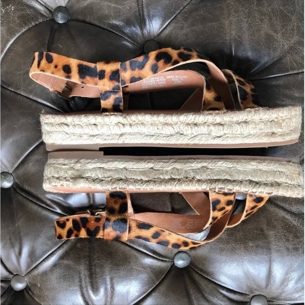 New Madewell Malia Asymmetrical Espadrille Sandal calf Hair animal print straps